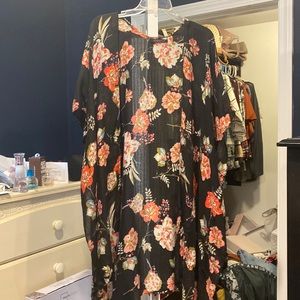 Black kimono with flowers